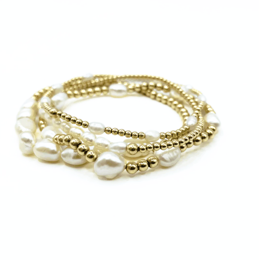 Petite Row Rice Pearl Beaded Bracelet - 13 Hub Lane   |  Beaded Bracelets