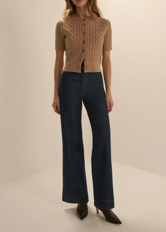 The Cafe Cable Cardigan, Camel