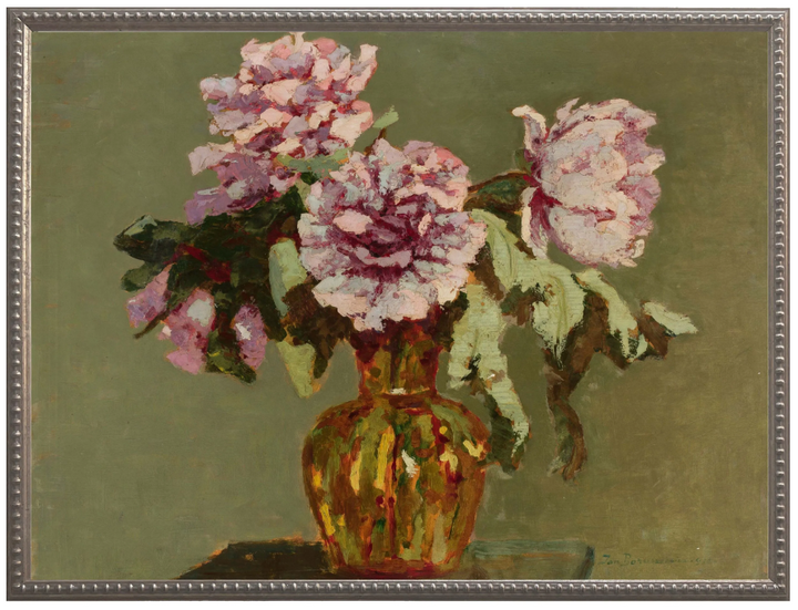 Peonies in Yellow Vase