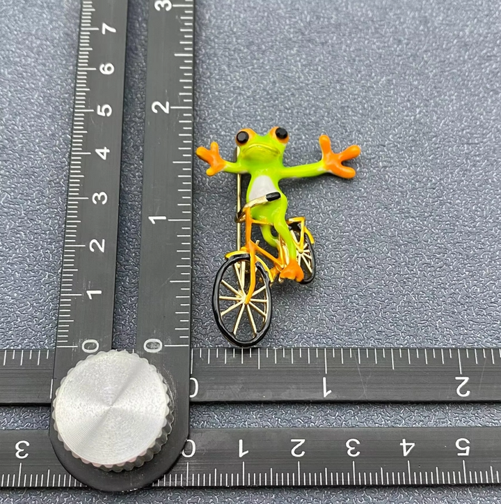 Frog Riding A Bike Brooch