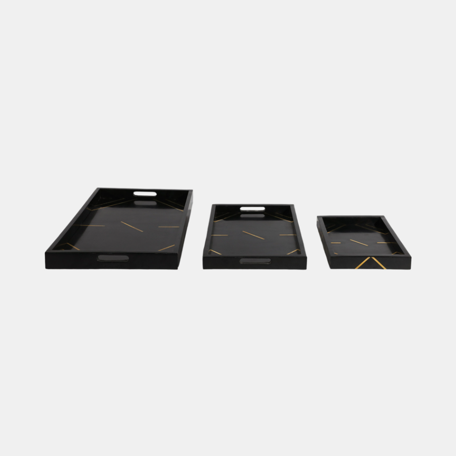 Resin Brass Inlay Rectangle Tray - Thumbnail 4