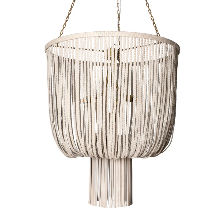Nalani Chandelier, Cream - Stone Leather - 13 Hub Lane   |  Chandeliers