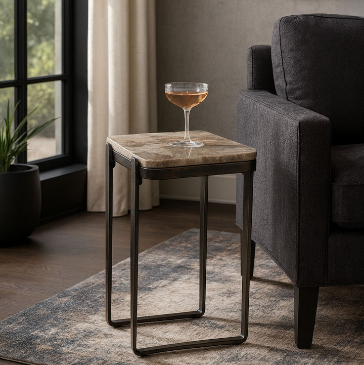 Rolla Smoky Quartz Top Accent Table
