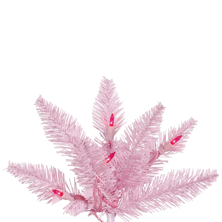 5.5' Pink Fir Artificial Christmas Tree, Pink Dura-lit LED Lights