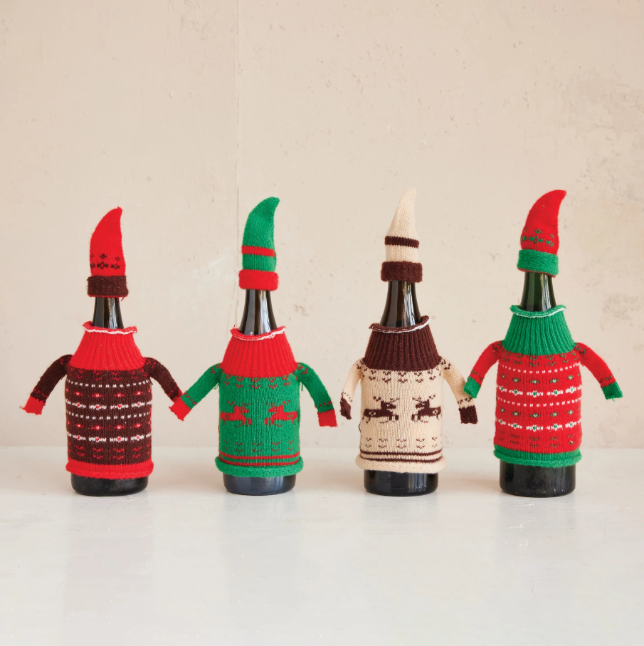 Knit Fabric Hat & Sweater Bottle Topper - 13 Hub Lane   |  