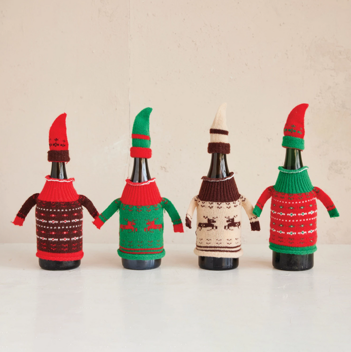 Knit Fabric Hat & Sweater Bottle Topper - 13 Hub Lane   |  