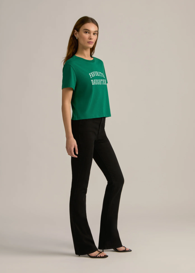 Favorite Daughter Cropped Collegiate Tee, Emerald & White - 13 Hub Lane   |  Cropped Tees