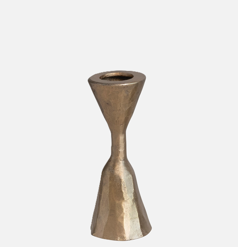 Hand-Forged Iron Taper Holder, Antique Brass