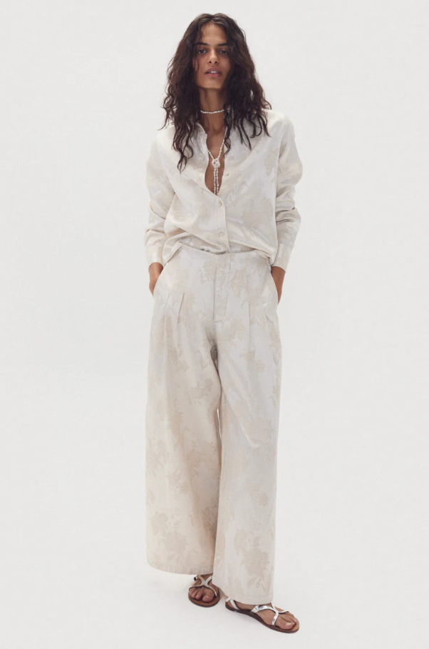 Culotte Brocade Pants, Ivory Garden - 13 Hub Lane   |  Trousers