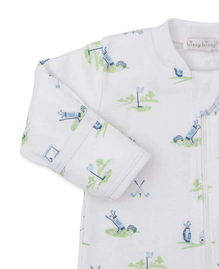 Fairway Foursome Blue Zip Footie - 13 Hub Lane   |  Footies