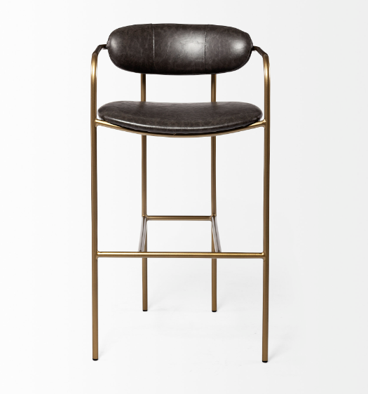 Parker Faux Leather & Gold Metal Bar Stool - Thumbnail 2