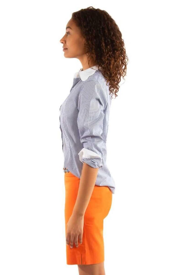 Pique All Day Pinstripe Shirt, Navy & White