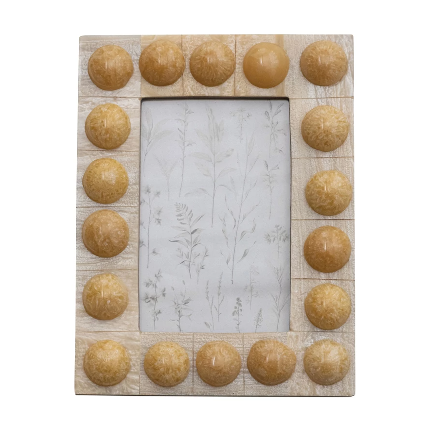 Handmade Marbled Resin Bobbin Photo Frame, Cream - 13 Hub Lane   |  Resin Frames
