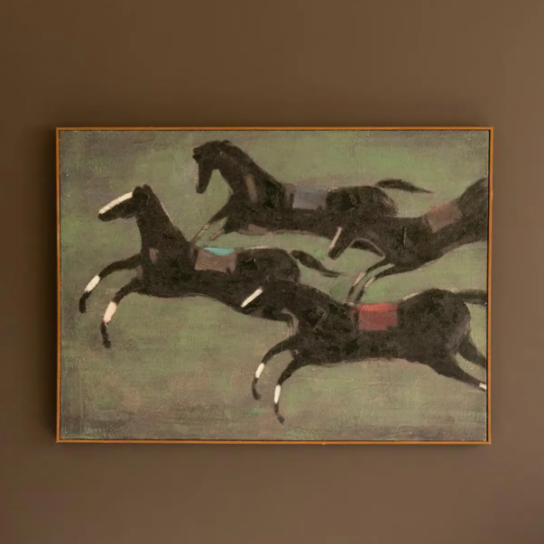 Four Runaway Race Horses