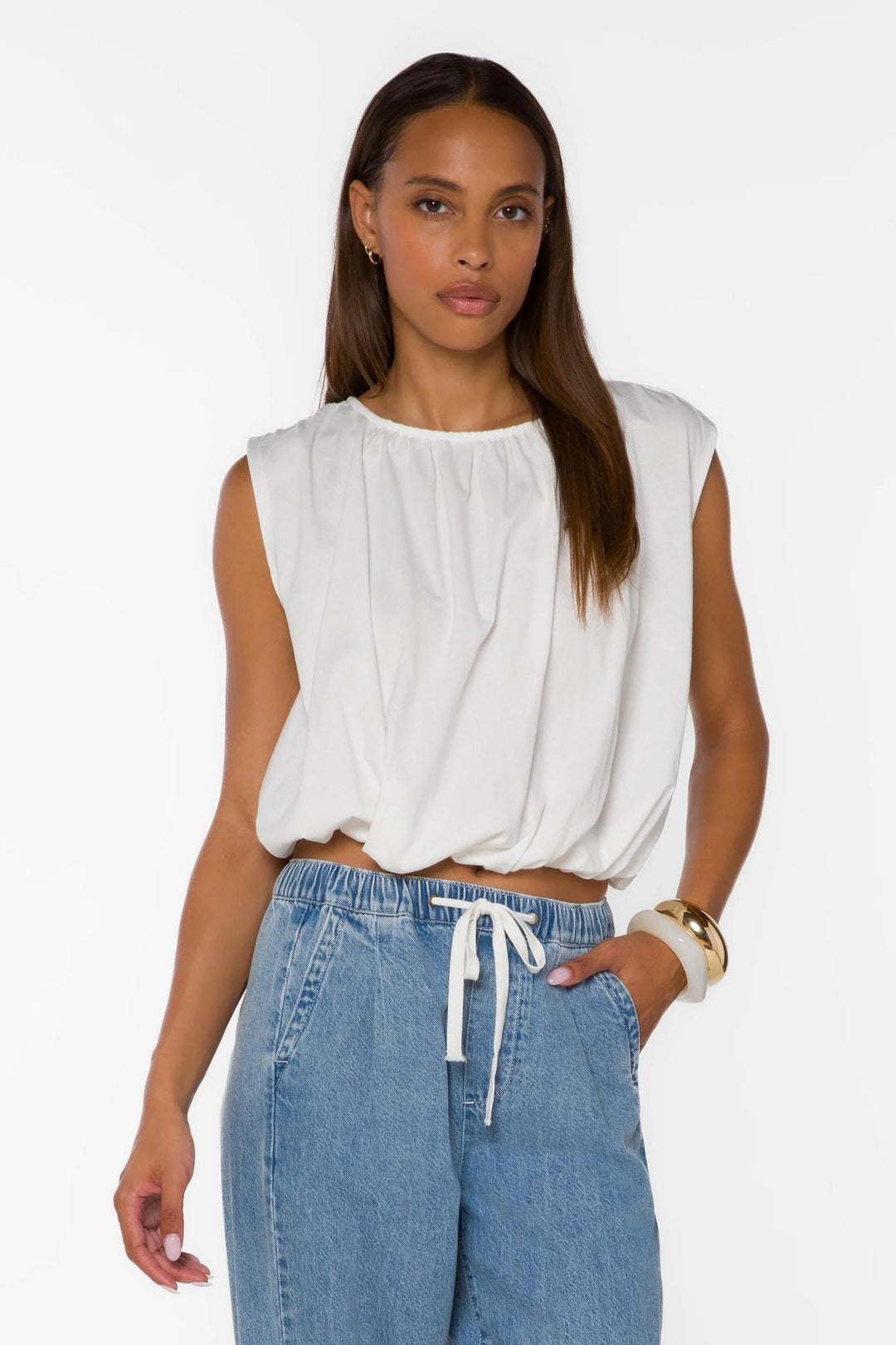 Gwyn Sleeveless Top, Optic White