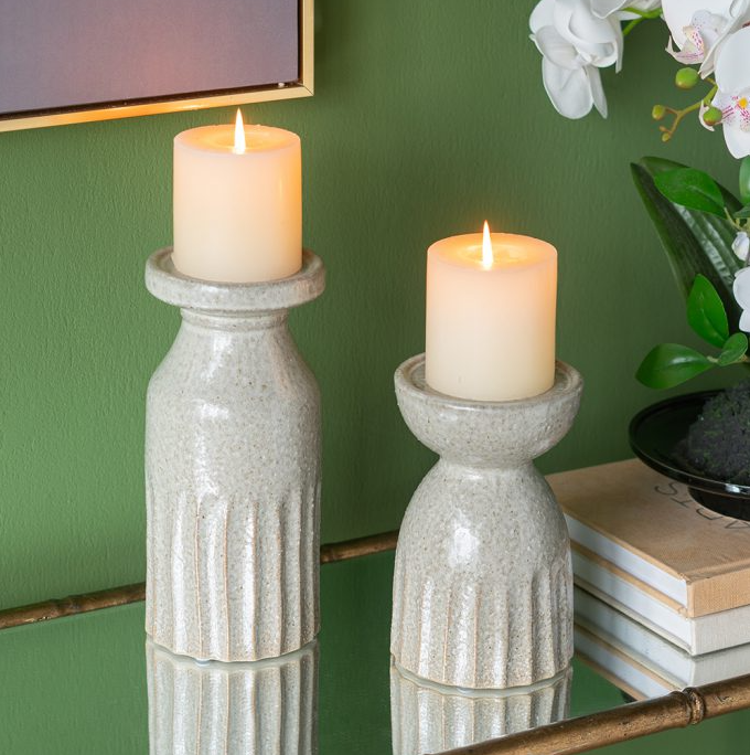 Ceramic Textured Cylinder Candle Holder - 13 Hub Lane   |  