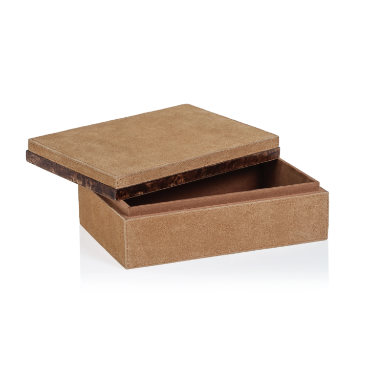 Cortina Suede Box w/ Burl Wood Trim - Thumbnail 5