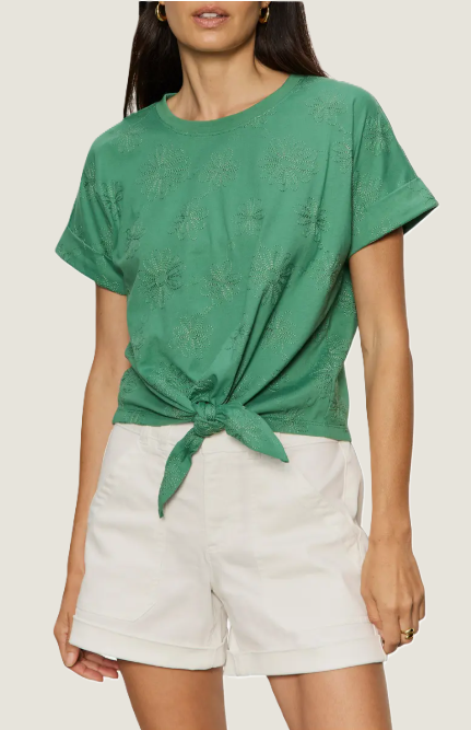 All Day Tie Tee, Green Juice Embroidered
