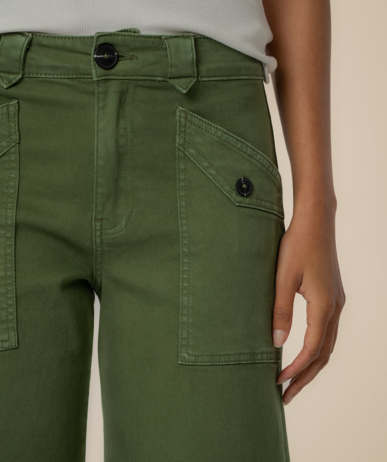 Kut From the Kloth Meg High Rise Wide Leg, Dill - 13 Hub Lane   |  Cropped Wide Leg Pants