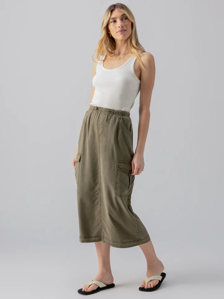 Parachute Semi-High Rise Skirt Burnt Olive - 13 Hub Lane   |  