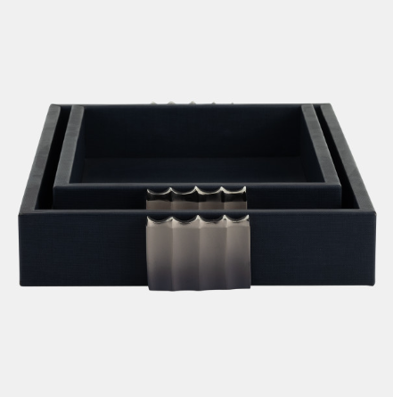 Blue Ombre Leather + Wood Tray - 13 Hub Lane   |  