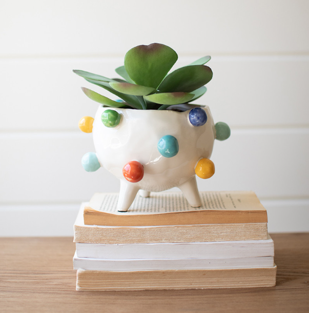 Ceramic Planter w/ Colorful Bubbles