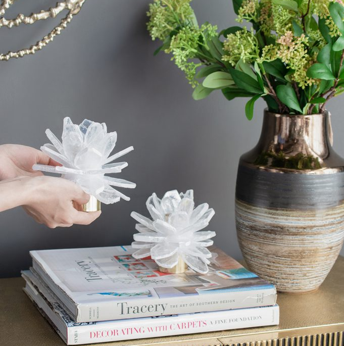 Selenite Stone Flower Candle Holder - 13 Hub Lane   |  