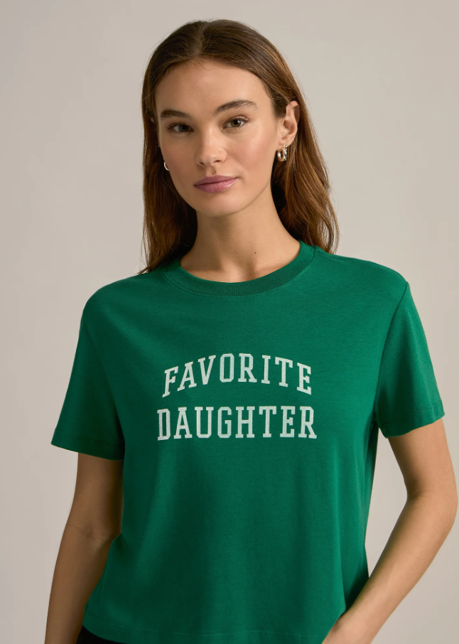 Favorite Daughter Cropped Collegiate Tee, Emerald & White - 13 Hub Lane   |  Cropped Tees