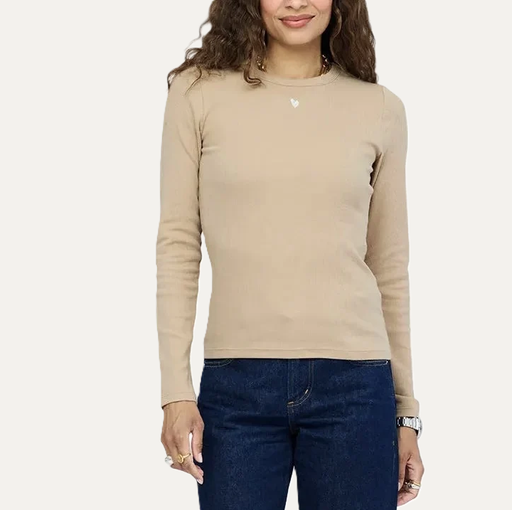 KR Long Sleeve Rib Tee, Camel