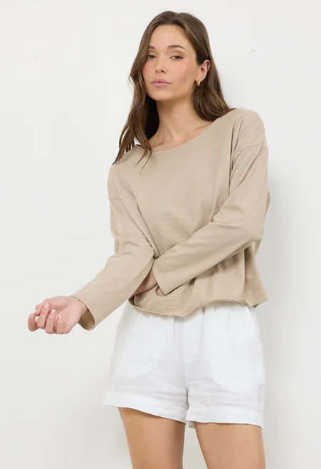 Marlow Heavy Slub Long Sleeve Tee, Sandstone