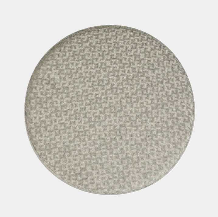 Plaid Upholstered Ottoman w/ Black Metal Legs