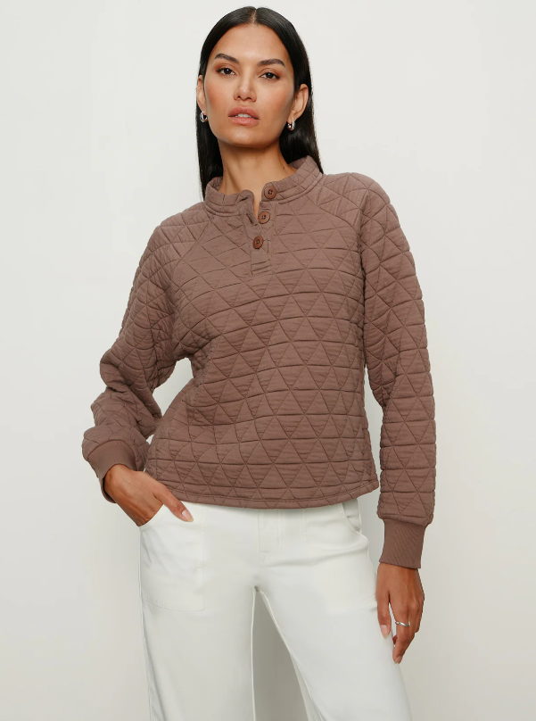 Quilted Button Up Popover, Morel
