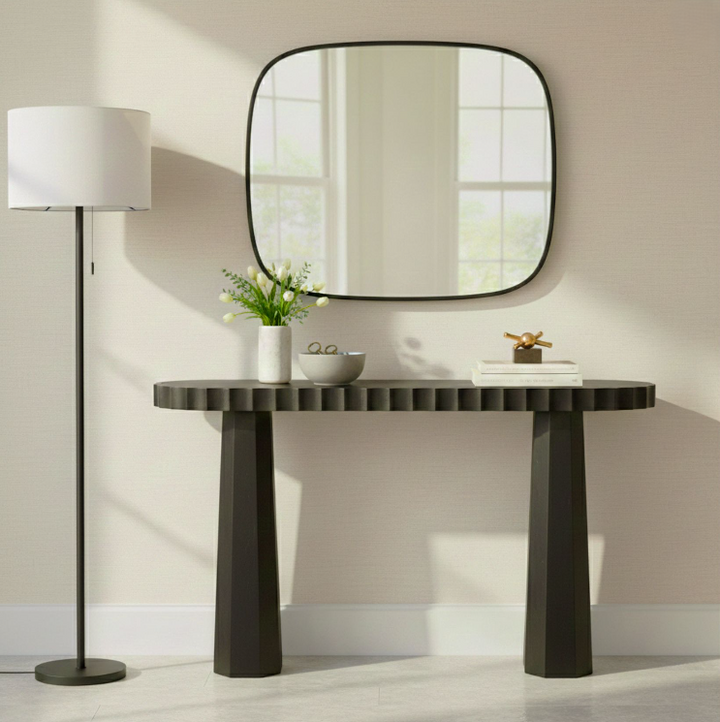 54" Luzia Metallic Marble Console Table