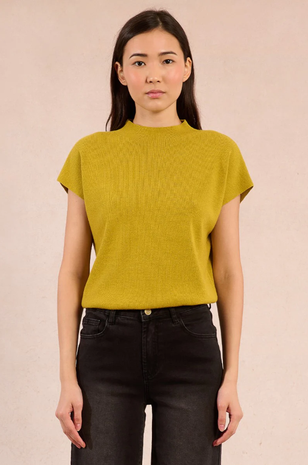 Cap Sleeve Knit Sweater, Lime Green - 13 Hub Lane   |  Mock Neck Sweaters