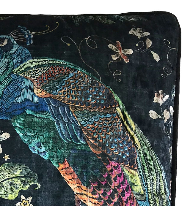 Proud Peacock Printed Matte Velvet Pillow