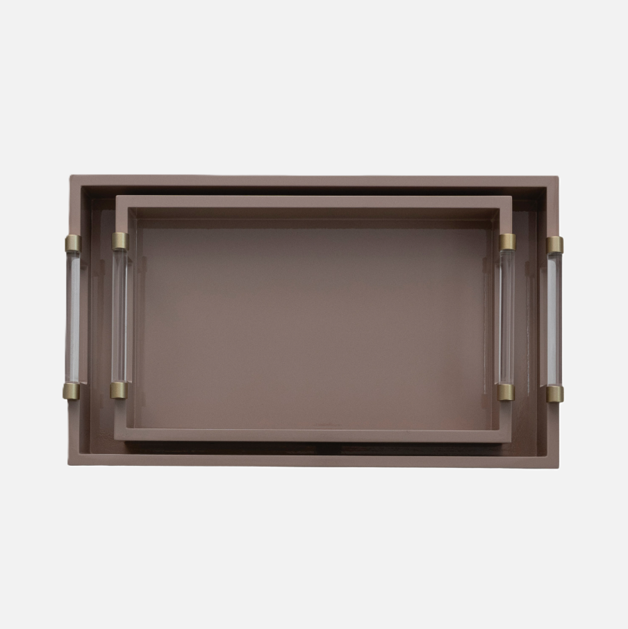 Lacquered Tray w/ Acrylic & Metal Handle