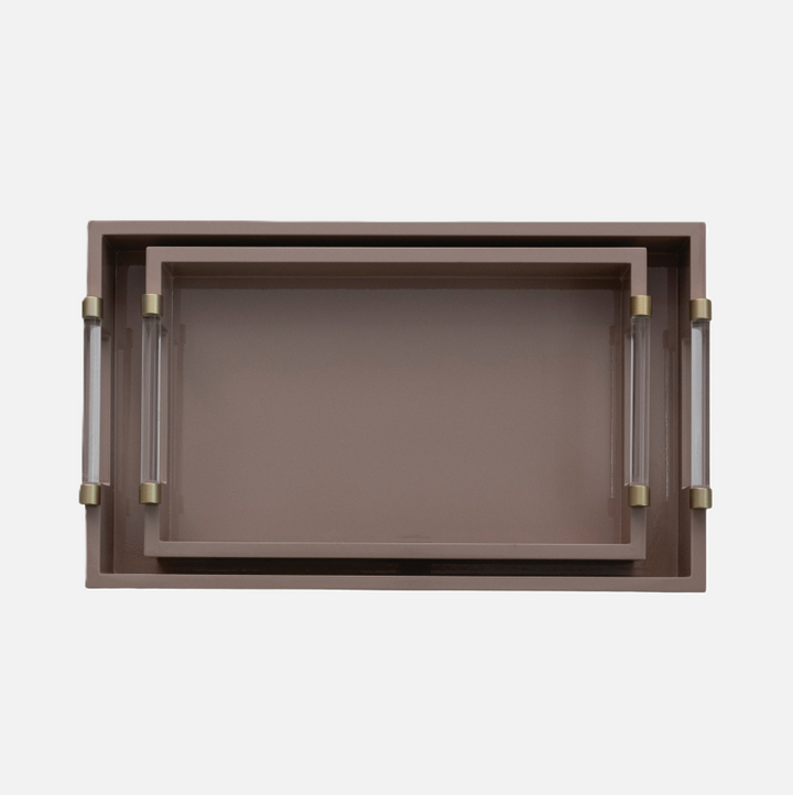 Lacquered Tray w/ Acrylic & Metal Handle