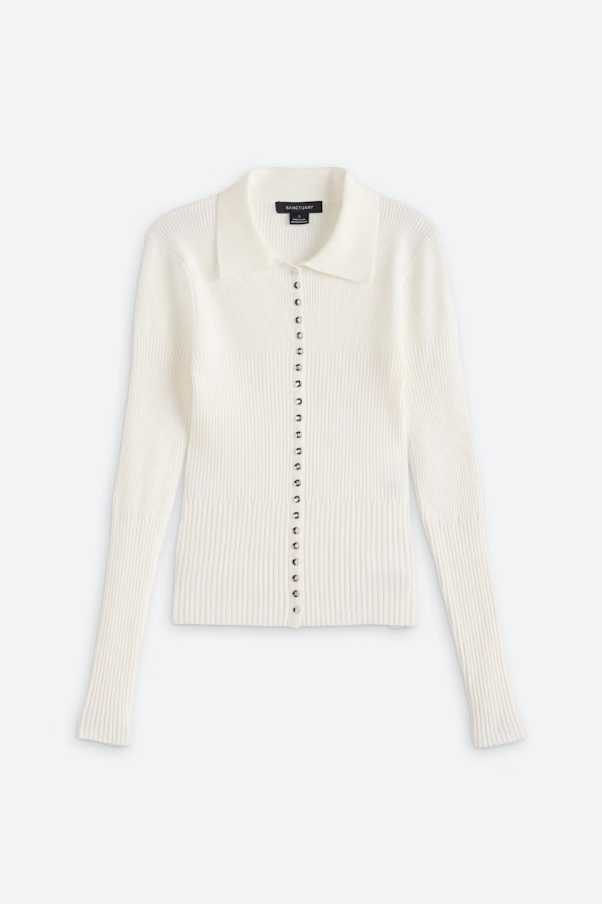 Button Down Variegated Cardi, Chalk