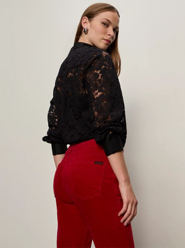 Velveteen Brook Bootcut Pants, Cherry Lacquer