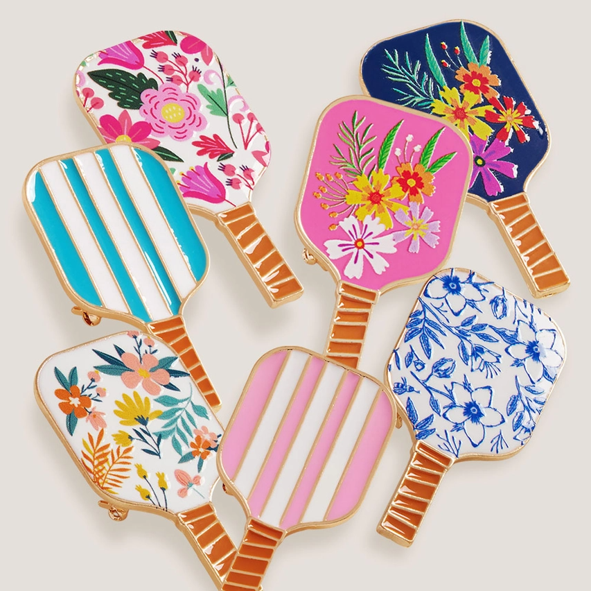 Enamel Pickleball Paddle Brooch - 13 Hub Lane   |  