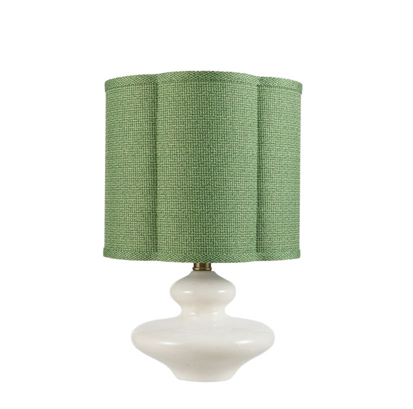 Stoneware Table Lamp w/ Scalloped Shade, Green & White - 13 Hub Lane   |  Stoneware Table Lamps