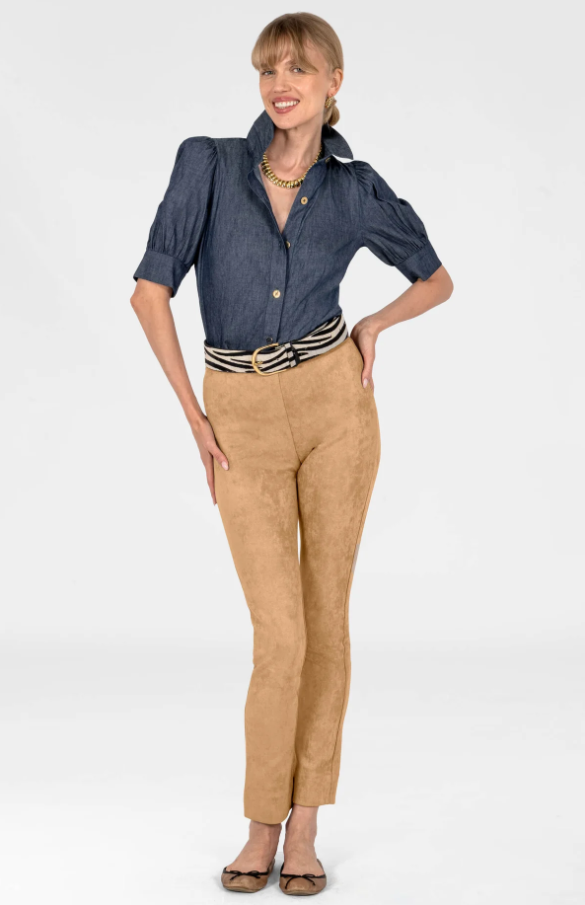 Puff Sleeve Top, Chambray