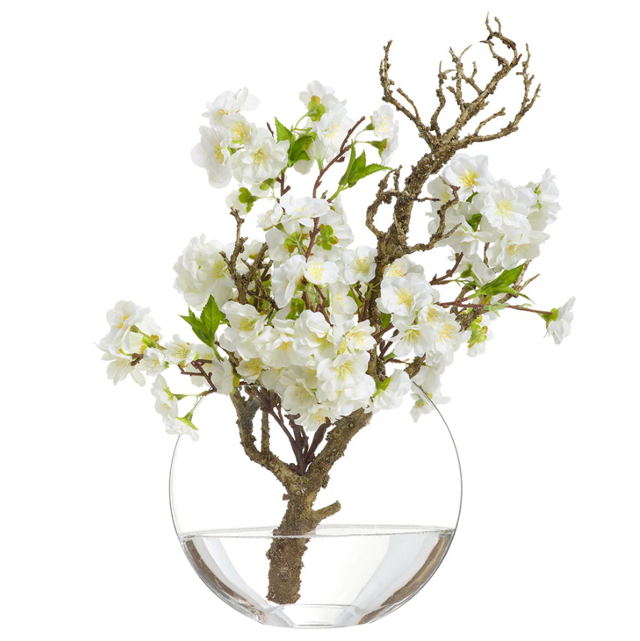 Cherry Blossom Branch w/ Glass Vase - 13 Hub Lane   |  Floral Arrangements