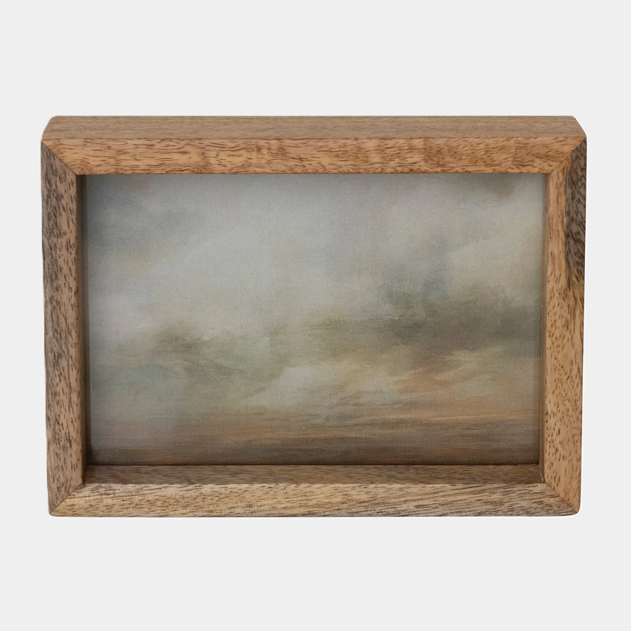 Mango Wood & Glass Floating Two-Sided Photo Frame, Natural - 13 Hub Lane   |  Wooden Frames