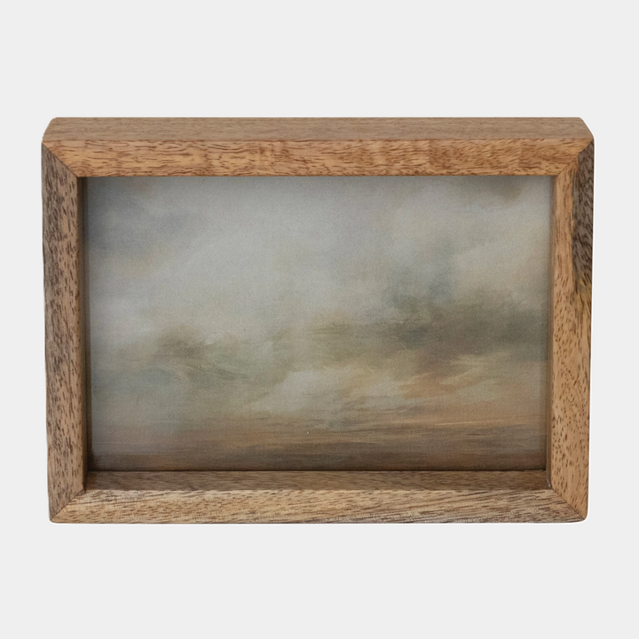 Mango Wood & Glass Floating Two-Sided Photo Frame, Natural - 13 Hub Lane   |  Wooden Frames