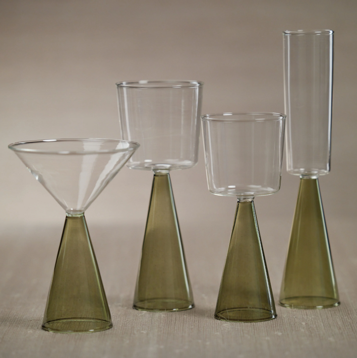 Veneto Glassware, Green - 13 Hub Lane   |  Martini Glasses