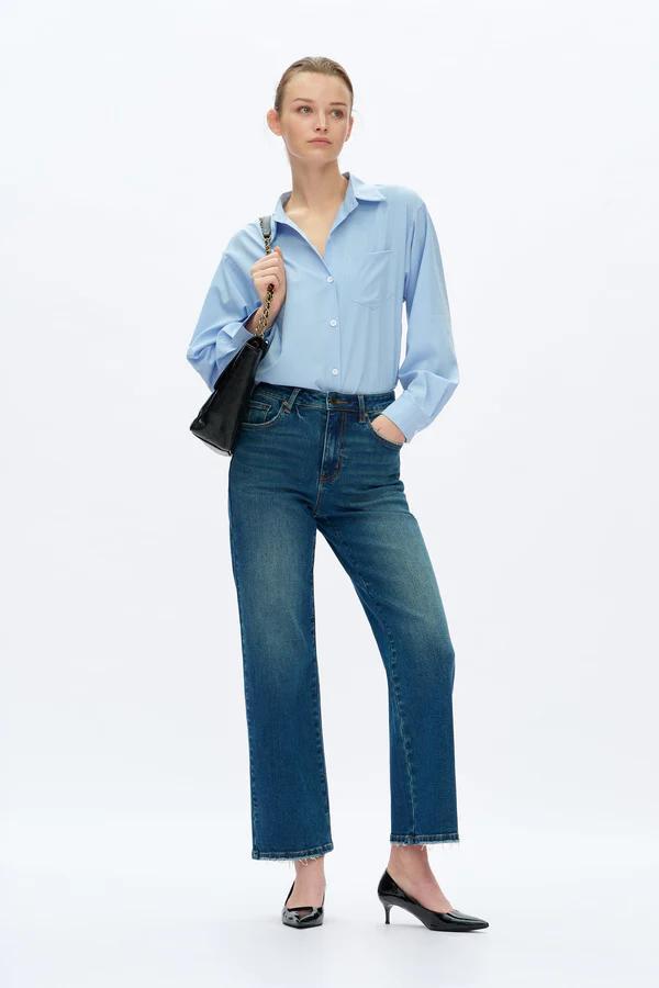 High Rise Vintage Straight Jeans, Vintage Medium Blue
