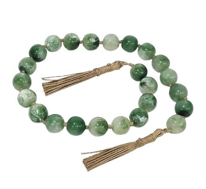 Green Resin Cylinder Beaded Garland