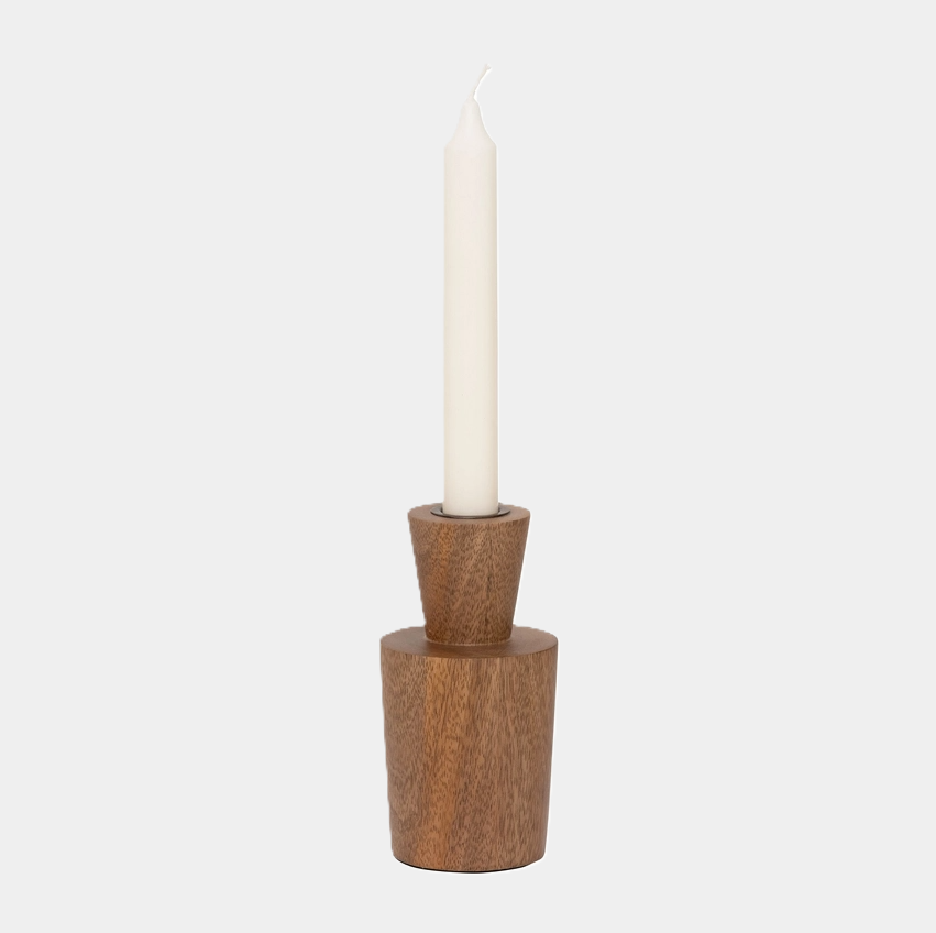 Madera Mango Wood Candle Holder, Mahogany - 13 Hub Lane   |  Wood Candle Holders