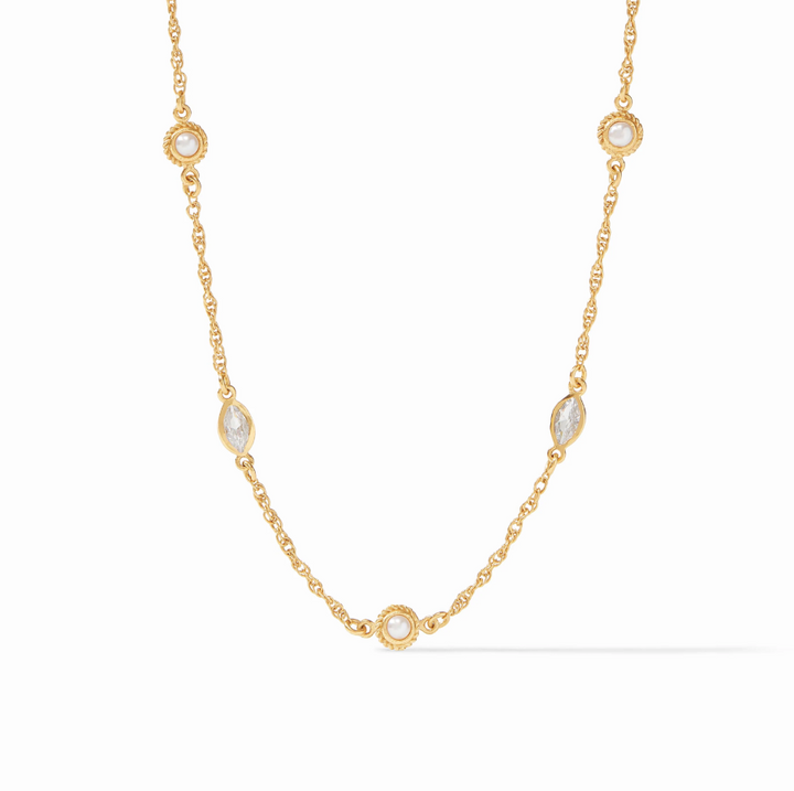 Julie Vos Monaco Delicate Station Necklace, Pearl - 13 Hub Lane   |  Station Necklaces